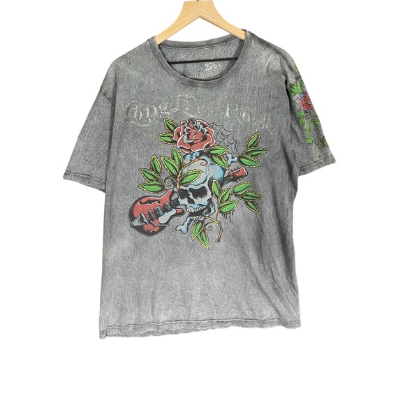 Mens 2761 La Vida Imita Skulls Ed Hardy style T-shirt Fits Large Gray - Picture 1 of 5